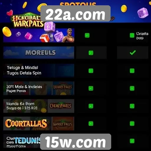 Comparação entre jogos disponíveis em 22a.com